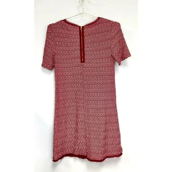 Maeve Anthropologie Women's Red White Puckered Striped Fringe Shift Dress Small - Picture 3 of 12